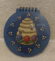 2001 Leap Year Pub BEEHIVE & BEES Small Round Spiral Notebook / Notepad - NEW