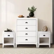 Oikiture 4 Chest of Drawers and 2 Bedside Tables Vintage Nightstands Bedroom Set