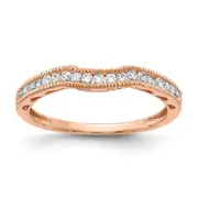 0.25ct. CZ Solid Real 14k Rose Gold Contoured Wedding Wedding Band Ring