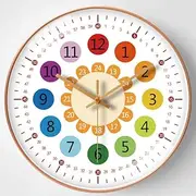 KSYOU Time Teacher Wall Clock Learn to Tell The Time Wall Clock Colorfull Non Ticking for Kids,Girls,Boys Classroom,Bedroom,Living Room,Nursery 8inch (3020God)