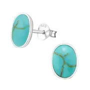 Silver elegant Oval Stud Earrings