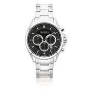 Tensity 46mm Stainless Steel Black Dial Date Chronograph Watch