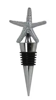 4.5" Chromed Steel Starfish Bottle Topper, Sealife Kitchen and Wine accessories