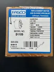 Fasco Shaded Pole Motor Model D1109 HP 1/100 Amps 0.7 115V 60HZ 1 Speed 1550 RPM