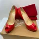 [二手] 紅底鞋Christian Louboutin經典紅色漆皮魚口細跟12公分高跟鞋