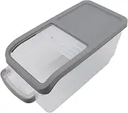 Rice Dispenser Container,10kg 7.2x15.2x8.3 Transparent Slide Cover Grain Storage Bucket with Wheels and Measuring Cup Rice Dispenser for Home Kitchen(Grey)