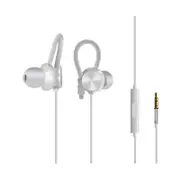 Stereo Input Earplug with Microphone Wire-controlled Earphone - WHITE