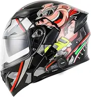 Bluetooth Integrated Modular Flip Up Full Face Motorcycle Helmet ECE Approved Integrated Modular Flip Up Full Face Motorcycle Dual Visor Helmets C, L(59~60CM)