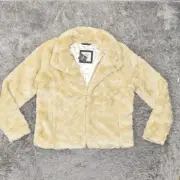 NEW Abercrombie & Fitch Women's Size L Faux Fur Coat Beige Modacrylic