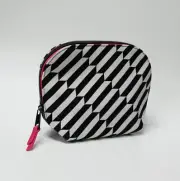 Crabtree & Evelyn Cosmetic Makeup Travel Bag Black White Pink Geometric Design