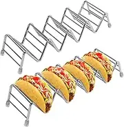 Taco Holder Set of 2, Premium Stainless Steel Taco Stand Rack, Each Rack Holds 4 or 5 Hard or Soft Tacos, Taco Stand Up Holder for Kids Hard or Soft Shell Tacos