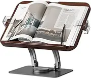 EWX Adjustable Book Stand with 360 Swivel Base, Foldable Cookbook Stand for Recipe Books, Laptops, Textbooks