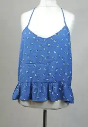 Abercrombie & Fitch Blue Floral Peplum Cami Top size Large SALEb FF 07