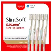 Colgate SlimSoft Charcoal Gold Toothbrush Ultra Soft 5s