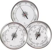 3 in 1 Barometer Thermometer Hygrometer Set,Wall Hanging Barometric Pressure Gauge,72mm Diameter Indoor Outdoor Weather Barometer,Analog Weather Station for Home Office Wall Decor