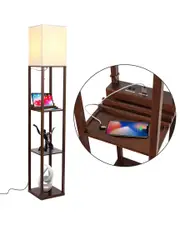 BRIGHTECH Maxwell LED Shelf Floor Lamp With USB Port