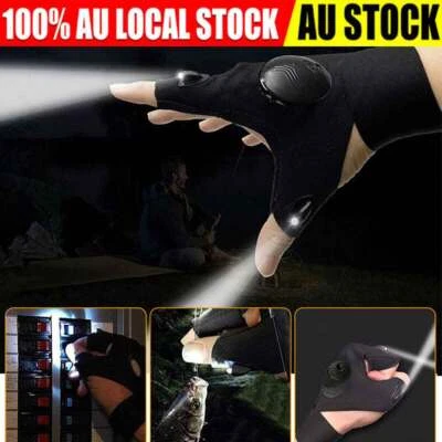 Finger Gloves with LED Light Flashlight Tools Outdoor Gear Rescue Torch FishinNW