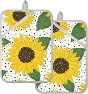 Pot Holders for Kitchen Seamless Pattern Sunflowers Flower Potholders for Kitchens with Pocket Hot Pot Holders Pads Oven Mitts 2 Pack