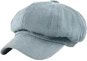 [BESTORI] Men's 8 Panel Cotton Newsboy Flat Cap Vintage Adjustable Beret Cabbie Hat Unisex