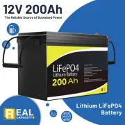 12V 200Ah Lithium Iron Phosphate Battery LiFePO4 Rechargeable Camping RV Solar