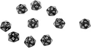 Oshhni Set of 10 D20 Dice for RPG Games, Black, 25mm