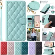 For Samsung S25 S24 S23 S22 Utral Plus Note 10 9 Case Wallet Cover With Strap