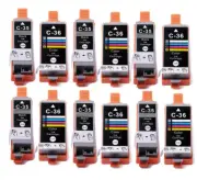 12 Pack PGI-35 BK CLI-36 C Ink Cartridges Set for Canon Pixma iP100 iP110 TR150