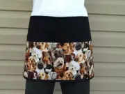 Cute dogs 3 pocket Waist Half apron Waitress Server resturants Black Janet’s