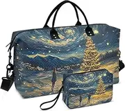[ZRYSMY] Starry Christmas Tree Duffel Bag for Traveling, Travel Bag Gym Bag, with Multiple Interior Pockets Shoulder Weekender Bag for Women Men with Toiletry Bag 20.5L x 1.9W x 13.8H, Multi-Colored