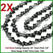 2X CHAINSAW CHAIN FULL CHISEL 3/8 063 72DL FOR 066 MS660 034 038 STIHL 20" BAR