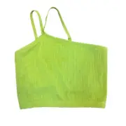 Aerie One Shoulder Ribbed Sports Bra Green Bralette Size XL