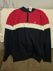 Men's Nautica 1/4 Zip Sweater XL NEW LONG SLEEVE $89