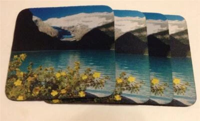 Lake Louise Banff National Park drink coasters 4 pack Souvenir Pub Bar Kitchen