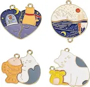 [Craftdady] Colorful Enamel Cat Charms for Jewelry Making Kitten Alloy Pendant Kawaii Cartoon Animal Bracelets Dangle Charms for Earrings Keychain Necklaces Stitch Markers Crafts