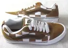 Vans Men's Knu Skool Mega Checkerboard Brown White Skate Shoes size 10 NIB