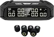 Car TPMS Tyre Pressure Monitoring System Solar Power Digital Display Auto Security Alarm With 6 External Sensors