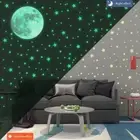 Moon Stars Wall Stickers Fluorescent Full Luna Glow In Dark Luminous Decals