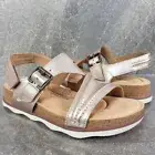 Clarks Collection Sandals 7 M Gold Leather Brynn Step Adjustable Strap Shoes