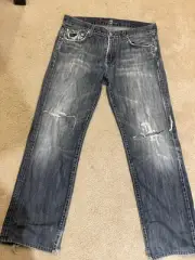 Seven 7 For All Mankind Men Austyn Vintage Torn Jean Sz 33 x 30 FAST FREE SHIP