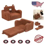 Adorable 2-in-1 Sherpa Couch for Toddlers - Soft Convertible Sofa & Lounger