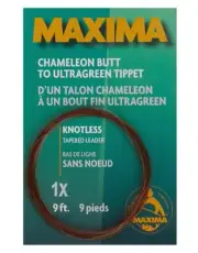 Maxima Fishing Line 9-Feet Knotless Tapered Leaders, Brown and Green, 1X