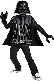[Disguise] Lego Darth Vader Costume for Kids, Classic Lego Star Wars Themed Children's Character Outfit, Child Size Large (10-12) Black, 115369G
