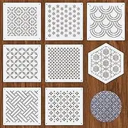 8pcs Plastic Sashiko Stencil, 8 Styles Geometric Embroidery Stabilizers White Sashiko Drawing Line Hand Embroidery Patterns Drawing Line Template Kit for Hand Quilting Sewing