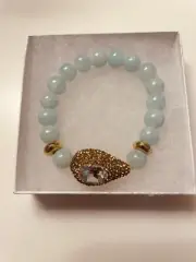 Amazonite with Crystal Medallion Bead Bracelet New Handmade In USA by Sheoma