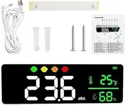 30‑130dB Wall Mounted Hanging Decibel Meter Sound Level Meter with Temperature Humidity for Public Area, Restaurant, Home