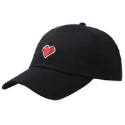 2 Pcs Adjustable Embroidery Heart-Shaped Pattern Outdoor Sunshade Baseball Cap With Lace(Black)