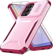 [Asuwish] Phone Case for Samsung Galaxy A54 5G with Tempered Glass Screen Protector and Slide Camera Cover Slim Rugged Hybrid Shockproof Protective Cell A545G A 54 54A 4G G5 SM A546U Women Men Pink
