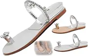 [Generic] Sparkling Women's Rhinestone Beach Sandals - Cute Slide-On Flip Flops with Toe Ring & Double Straps for Summer Fun, Perfect for Vacation & Outdoor Adventures!