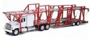 New-Ray Freightliner 114SD Auto Transporter White and Red Long Haul Trucker