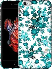 GlamCase for iPhone 6 Plus / 6S Plus, iPhone 6 Plus / 6S Plus Case - Floral Teal Printed Sleek Cute Plastic Hard Protective Designer Back Phone Case/Cover for iPhone 6 Plus / 6S Plus